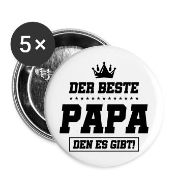 der beste papa den es gibt - Buttons groß 56 mm (5er Pack) - Weiß - Vorne