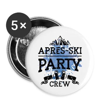 apres ski party crew - Buttons groß 56 mm (5er Pack) - Weiß - Vorne