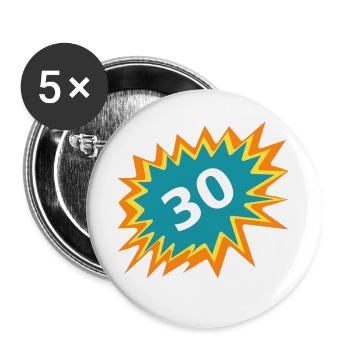 30 bunt, 30. GB, feiern 30, Geschenk 30 - Buttons groß 56 mm (5er Pack) - Weiß - Vorne
