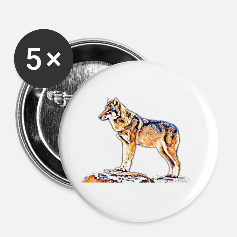 wolf - Buttons large 2.2''/56 mm (5-pack) - white