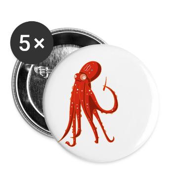 Pieuvre crie (b) - Lot de 5 grands badges (56 mm) - blanc - Devant