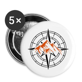 kompass berge - Buttons groß 56 mm (5er Pack) - Weiß - Vorne