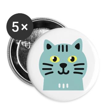Süsse Katze - Buttons groß 56 mm (5er Pack) - Weiß - Vorne