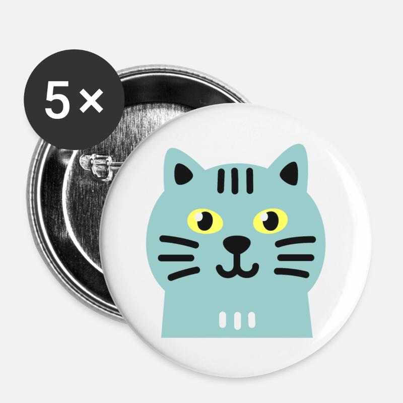 Cute cat - Buttons large 2.2''/56 mm (5-pack) - white