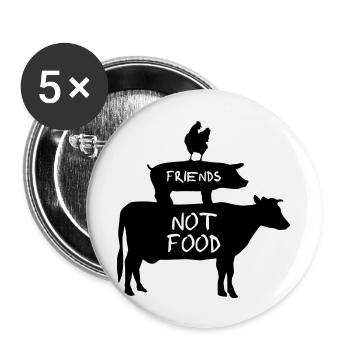 Vegan - Animals are Friends - Buttons large 2.2''/56 mm (5-pack) - white - Front