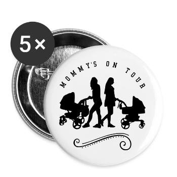 mommys on tour mama - Buttons groß 56 mm (5er Pack) - Weiß - Vorne