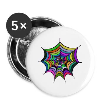 Regenbogen-Spiderweb Muster - Buttons groß 56 mm (5er Pack) - Weiß - Vorne