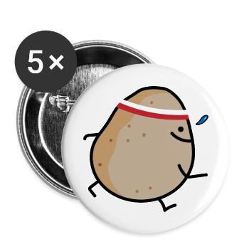 Rennende Kartoffel - Buttons groß 56 mm (5er Pack) - Weiß - Vorne
