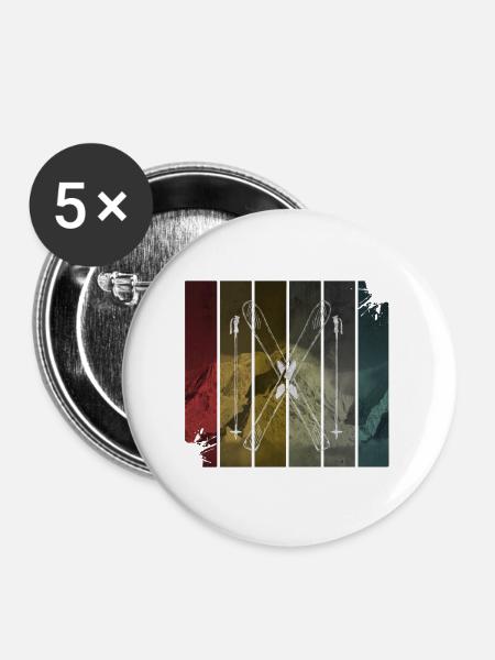 Ski - Buttons groß 56 mm (5er Pack) - Weiß