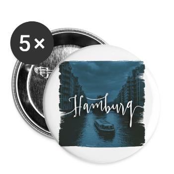 Hamburg - Buttons groß 56 mm (5er Pack) - Weiß - Vorne