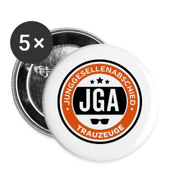 jga trauzeuge hochzeit - Buttons groß 56 mm (5er Pack) - Weiß - Vorne
