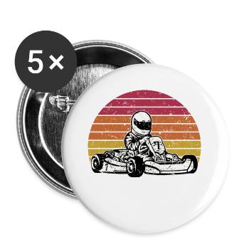 Go Kart vintage logo - Buttons large 2.2''/56 mm (5-pack) - white - Front
