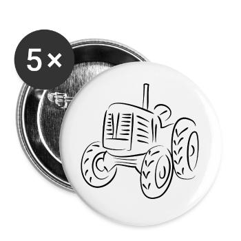 Tractor Agriculture - Buttons large 2.2''/56 mm (5-pack) - white - Front