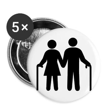 ehepaar_opa_und_oma - Buttons groß 56 mm (5er Pack) - Weiß - Vorne