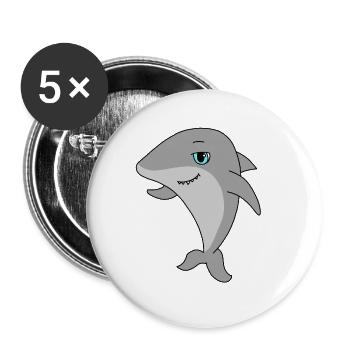 Requin - Lot de 5 grands badges (56 mm) - blanc - Devant