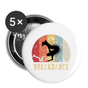 Breakdance Vintage - Buttons groß 56 mm (5er Pack) - Weiß - Vorne