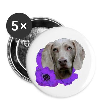 Anemonen mit Weimaraner, jagdhund Liebhaber - Buttons groß 56 mm (5er Pack) - Weiß - Vorne