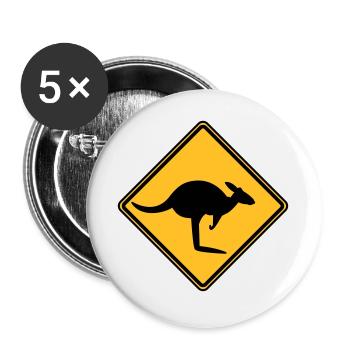 Caution kangaroo - Buttons large 2.2''/56 mm (5-pack) - white - Front