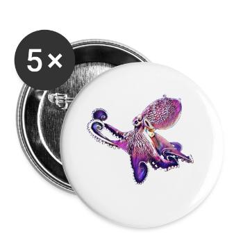 pieuvre - Lot de 5 grands badges (56 mm) - blanc - Devant