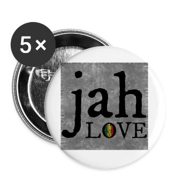 Jah Love Graffiti Design - Buttons groß 56 mm (5er Pack) - Weiß - Vorne