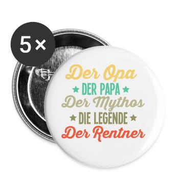Opa Rentner Papa - Buttons groß 56 mm (5er Pack) - Weiß - Vorne