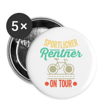 Rentner Radfahren Fahrrad - Buttons groß 56 mm (5er Pack) - Weiß - Vorne