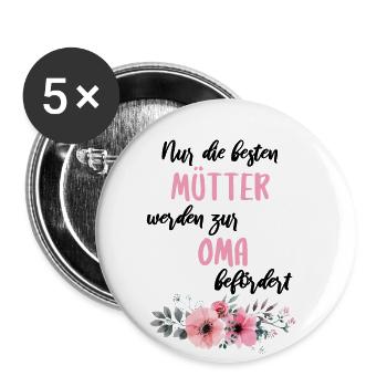 Mütter Mama Oma Großmutter Schwangerschaft - Buttons groß 56 mm (5er Pack) - Weiß - Vorne
