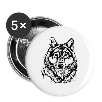 Wolf - Buttons groß 56 mm (5er Pack) - Weiß - Vorne