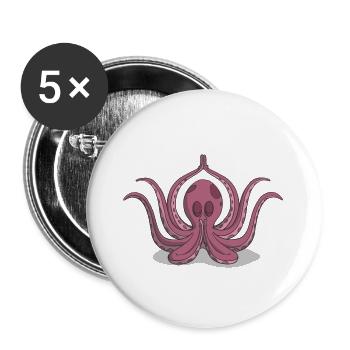 Oktopus Yoga Meditation - Buttons groß 56 mm (5er Pack) - Weiß - Vorne