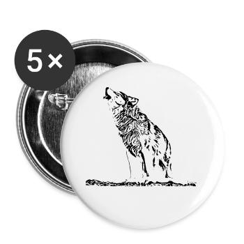 Wolf - Buttons groß 56 mm (5er Pack) - Weiß - Vorne