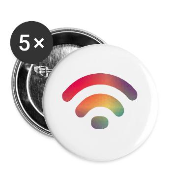 WLAN Signal - WLAN - Online - Verbindung in bunt - Buttons groß 56 mm (5er Pack) - Weiß - Vorne