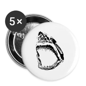 Weißer Hai - Buttons groß 56 mm (5er Pack) - Weiß - Vorne