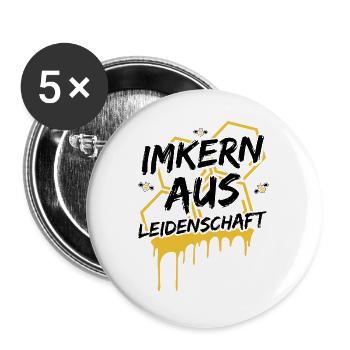 Imkern Imker Imkerei | Bienenzucht Bienen Geschenk - Buttons groß 56 mm (5er Pack) - Weiß - Vorne