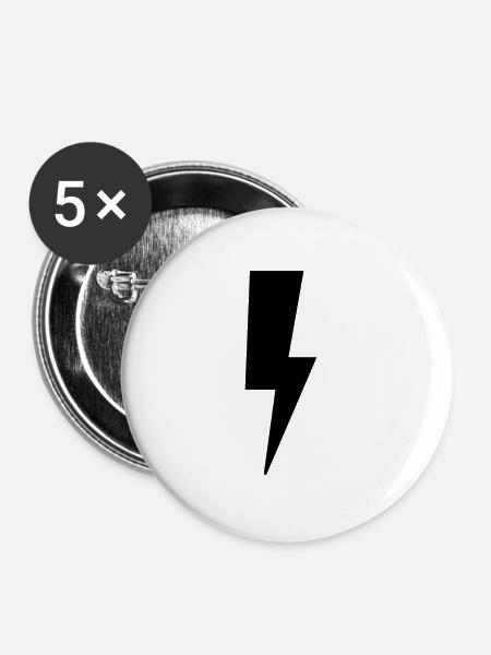 Blitz - Logo - Buttons groß 56 mm (5er Pack) - Weiß