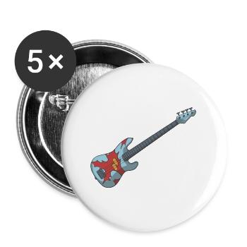 Basse électrique guitare basse - Lot de 5 grands badges (56 mm) - blanc - Devant