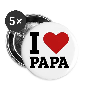 Ich liebe Papa I love Dad Vatertagsgeschenk - Buttons groß 56 mm (5er Pack) - Weiß - Vorne