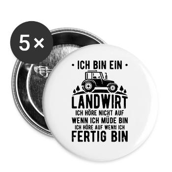 Ich bin ein Landwirt Bauer Traktor Geschenk - Buttons groß 56 mm (5er Pack) - Weiß - Vorne