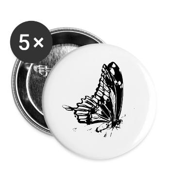 papillon - Lot de 5 grands badges (56 mm) - blanc - Devant