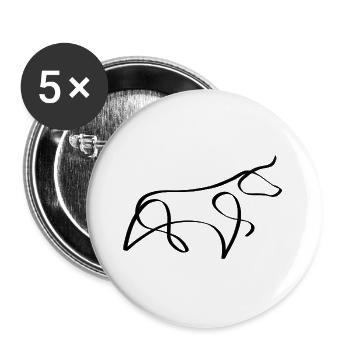 One line bull black - Buttons large 2.2''/56 mm (5-pack) - white - Front