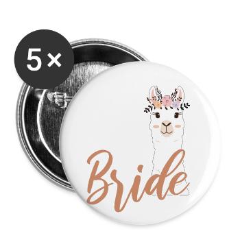 Mariée pour être mariée Alpaga Lama Alpaka JGA Party - Lot de 5 grands badges (56 mm) - blanc - Devant