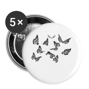 papillons - Lot de 5 grands badges (56 mm) - blanc - Devant