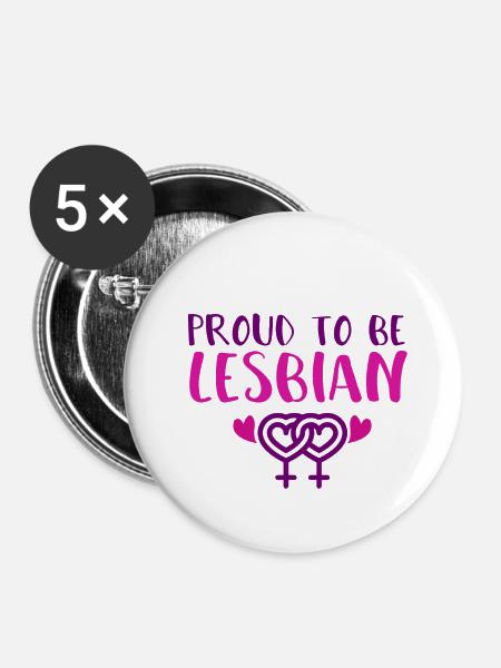 Pround to be lesbian - Buttons groß 56 mm (5er Pack) - Weiß