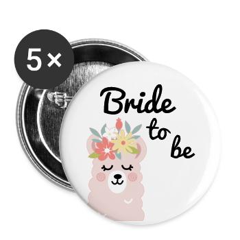 Mariée pour être mariée Alpaga Lama Alpaka JGA Party - Lot de 5 grands badges (56 mm) - blanc - Devant