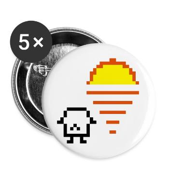 Coucher de soleil rétro pixel 8 bits - Lot de 5 grands badges (56 mm) - blanc - Devant