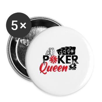 Poker Frauen Mädchen | Pokern Pokerface Geschenke - Buttons groß 56 mm (5er Pack) - Weiß - Vorne