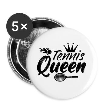 Tennis Queen | Cadeau de loisir sport raquette de tennis - Lot de 5 grands badges (56 mm) - blanc - Devant