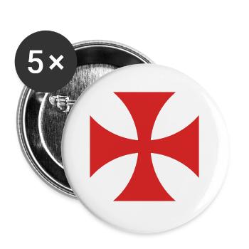 TEMPLER KREUZ ROT - Buttons groß 56 mm (5er Pack) - Weiß - Vorne