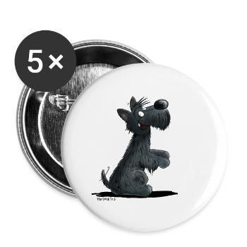 Happy Scottish Terrier I Scottie Dogs Gift - Buttons large 2.2''/56 mm (5-pack) - white - Front