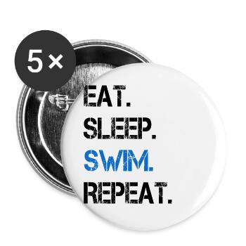 Schwimmen Schwimmer - Buttons groß 56 mm (5er Pack) - Weiß - Vorne