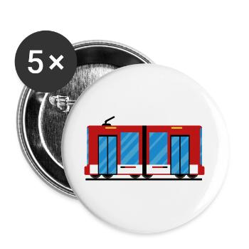 Tram tram train - Buttons large 2.2''/56 mm (5-pack) - white - Front